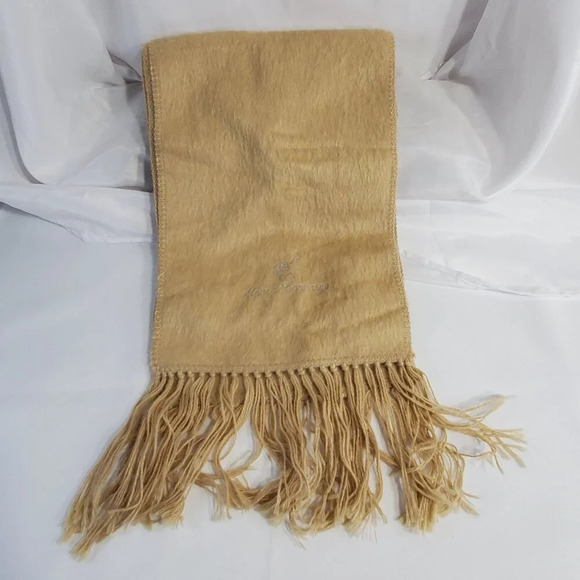 Peruvian Alpaca Camargo Beige Scarf With Fringes 30% Alpaca Made In Peru - Picture 1 of 7